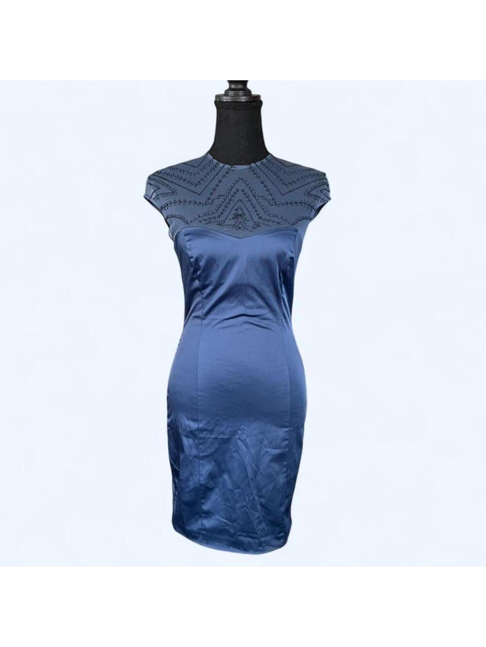 Vintage Y2K Calore navy satin mesh mini dress size small
